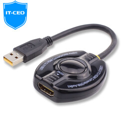 IT-CEO  USB3.0转HDMI转换器 外置显卡 电脑连接高清电视显示器转接线 1080P高清分屏器 黑色Y1USB3-H