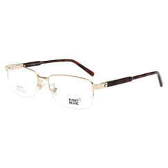 Montblanc 万宝龙 男款金色半框镜框玳瑁色镜腿光学眼镜架眼镜框MB635-F 028 57MM
