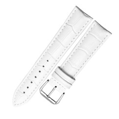 劳利卡手表表带男牛皮薄柔软皮带 女士针扣手表链 18mm20手表配件 白色 18MM