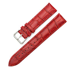 劳利卡手表表带男牛皮薄柔软皮带 女士针扣手表链 18mm20手表配件 红色 12MM
