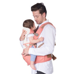 抱抱熊（bébéar）婴儿背带 多功能宝宝背婴带 背带腰凳二合一可拆卸两用 透气款G01胭脂粉