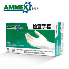 爱马斯 AMMEX ALPF工业加厚橡胶手术手套劳保胶皮一次性乳胶手套 实验检查 橡胶检查手套100只 乳白色 M
