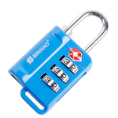 宾豪BINHAO 三位密码锁 TSA海关锁 tsa海关密码锁 密码锁出国旅游通关锁 锌合金 21103蓝色