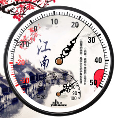 雨花泽（Yuhuaze）中国风室内外温湿度计 大号指针式温度计湿度计 台式挂式两用江南款