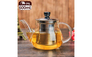 金熊 玻璃茶壶600ml 高硼硅玻璃茶壶 304不锈钢过滤内胆茶具JT510-1