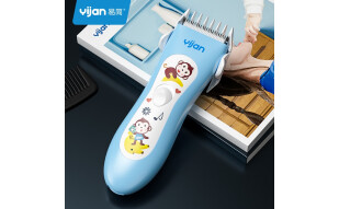 易简（yijian）婴儿理发器 静音防水剃头器 电推剪宝宝儿童剪发器 蓝猴