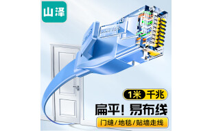 山泽（SAMZHE）六类网线 扁线 CAT6类千兆扁平家用电脑路由器非屏蔽网络连接线 成品跳线 蓝色1米 SZ-601BE