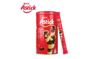 爱时乐(Astick) 巧克力味夹心棒(注心饼干）蛋卷威化饼干休闲零食小吃330g罐装（新老包装随机发货）