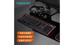 雷柏（Rapoo） V500L升级版 机械键盘 有线键盘 游戏键盘 104键混光键盘 吃鸡键盘 黑色 青轴