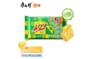 康师傅 3+2苏打饼干夹心饼干蛋糕办公室儿童休闲零食独立小包柠檬味500g