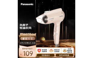 松下（Panasonic）电吹风机大功率 家用高速大风力速干七夕情人节礼物折叠便携负离子吹发护发电吹风筒WNE2H公主粉