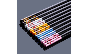 双枪（Suncha）合金筷子 耐高温不锈不易发霉酒店日式家用筷子花之语合金筷五双装  