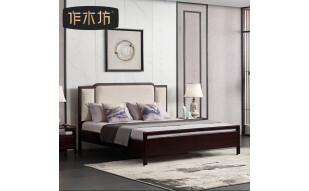 作木坊 床 实木床 双人床1.8米床中式白蜡木家具卧室家具组合 A1606 单床 1.8*2(m)