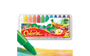 AMOS儿童蜡笔/油画棒韩国进口旋转可水洗画笔绘画工具玩具—12色粗杆蜡笔