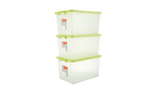 禧天龙Citylong 塑料收纳箱整理箱大号衣物收纳箱环保储物箱3个装 本色绿40L 6047