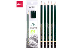 得力(deli) 2B 素描绘图铅笔六角学生铅笔 考试专用填涂答题卡铅笔 12支/盒7084