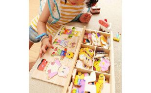 拼图 儿童玩具3-4-5岁婴儿宝宝木制木质拼图 小熊换衣拼图(四个小熊)