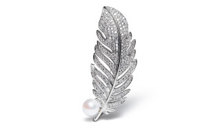 凯亚斯珠宝GAIA'S PEARL银色羽毛珍珠胸针女胸花