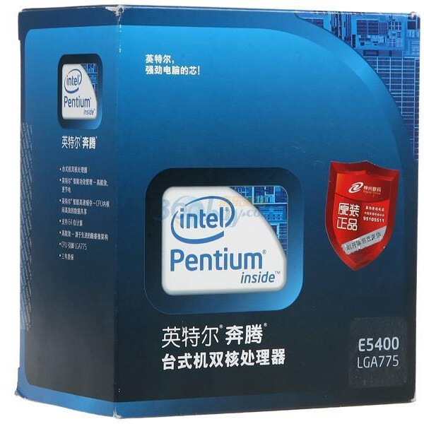 英特尔(intel) 45纳米 奔腾双核处理器 e5400盒装cpu(lga775/2.
