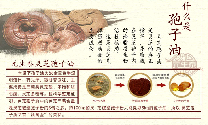 【元生泰】破壁灵芝孢子油软胶囊60粒营养滋补