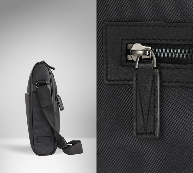 vicutu威可多 商务休闲男包黑色竖款单肩包斜挎包vwm12105412t001