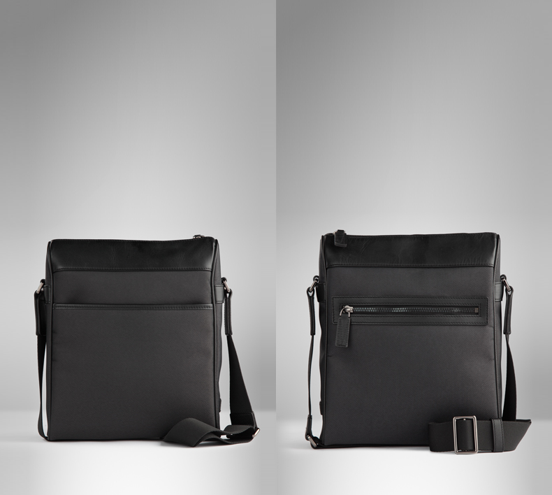 vicutu威可多 商务休闲男包黑色竖款单肩包斜挎包vwm12105412t001