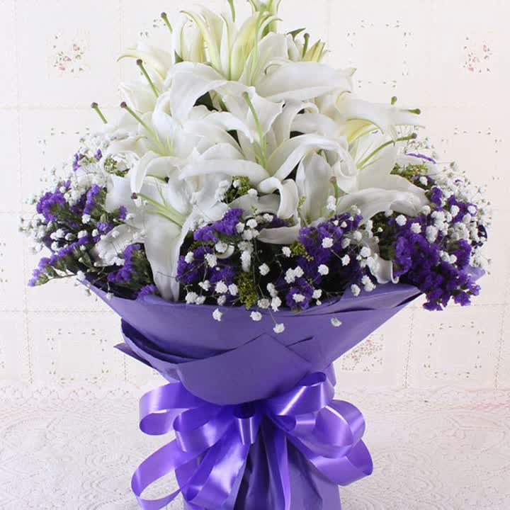 乐舞鲜花速递 11枝香水百合花束 爱情鲜花 情人节预定 节日价2月15号