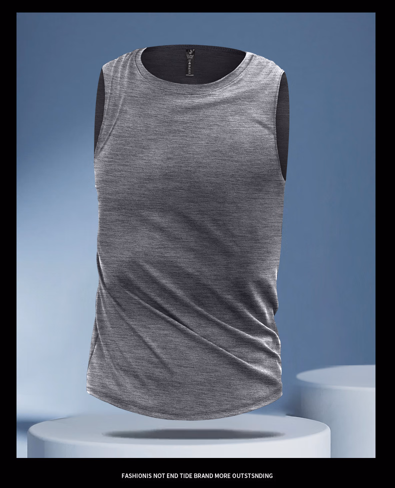 Running Vest Men's Quick-drying Sports Sleeveless T-shirt Summer Ice Silk Breathable Basketball Track And Field Training Clothes Fitness Clothes_viptrois.com
