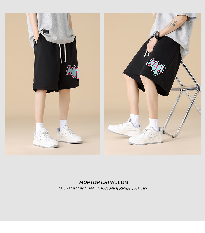 MMOPTOP American-Style Ice Silk Thin Five-Point Shorts, Summer Men's Loose Quick-Dry Breathable Shorts, F304P Black XL 5
