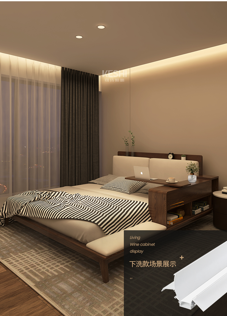 led线型灯洗墙线性灯客厅无主灯回光反光灯槽顶角线形灯悬浮吊顶灯带