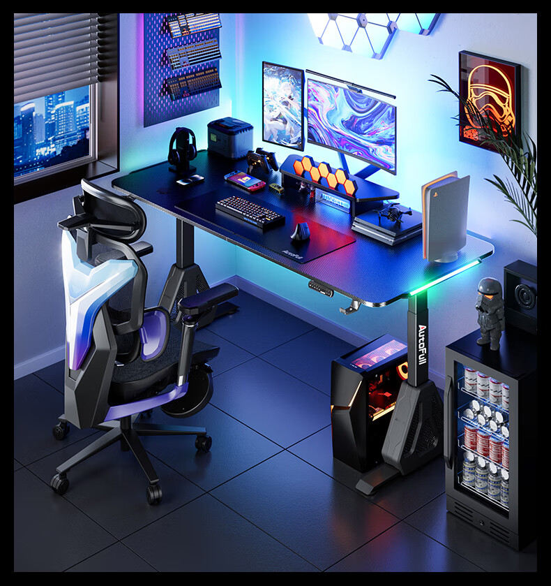 AOFENG A4Pro Gaming Desk Solid Wood Electric Height Adjustable Computer Desk Office Desk Black 1.8*0.8m 26