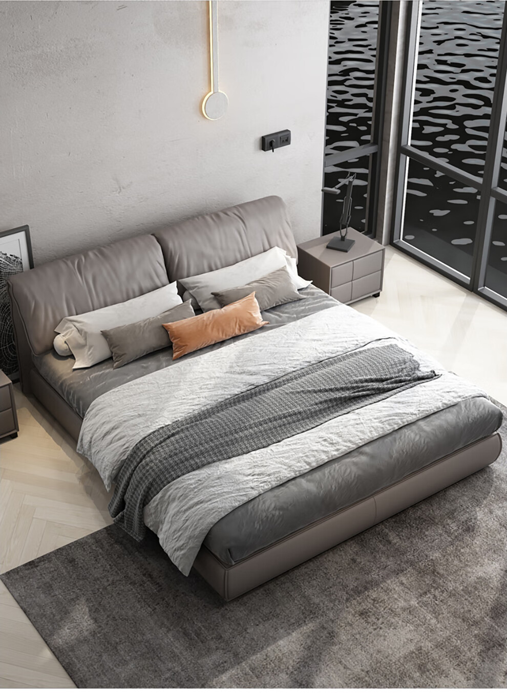 米兰达保罗科技布床主卧双人床北欧轻奢布艺床baxter大象耳朵复刻版