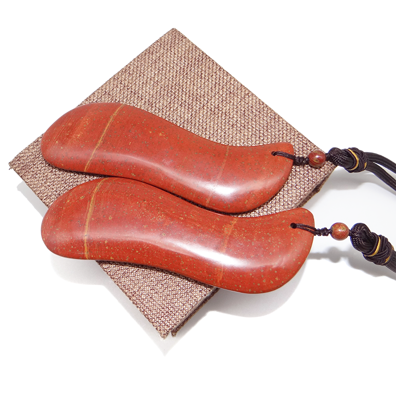 砭石刮痧板 圣石康天然泗滨精品原石刮痧按摩舒筋活络孤品收藏款一对