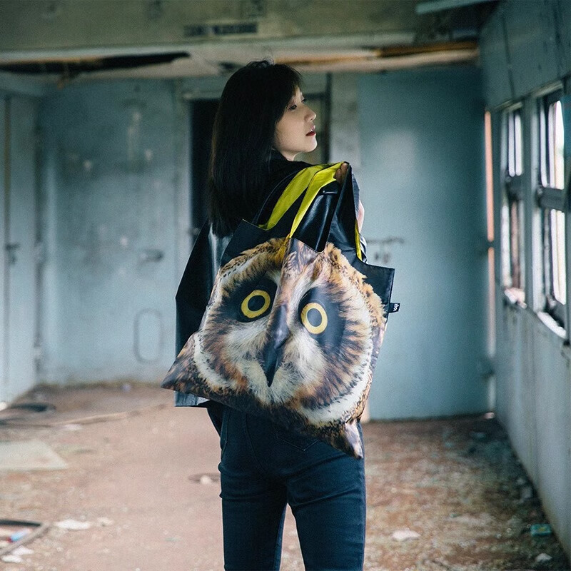 LOQI National Geographic Co-Branded Animal Pattern Lightweight Foldable Eco-Friendly Large Shopping Bag Shoulder Bag 50*42cm 18