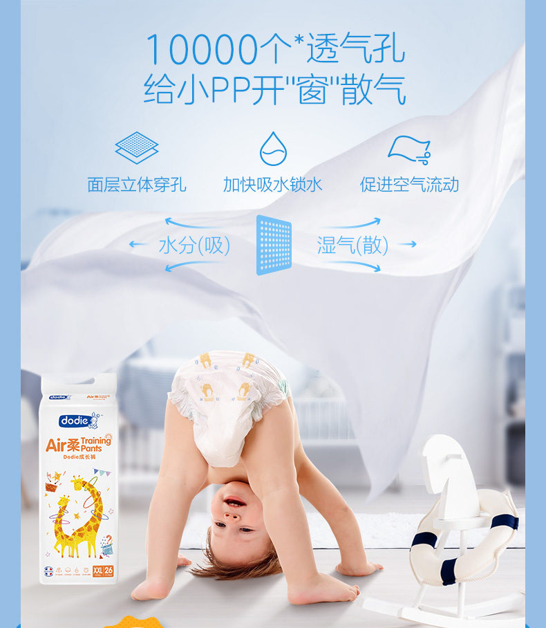 杜迪dodieair柔拉拉裤xxl26片15kg以上薄柔贴合成长裤尿不湿
