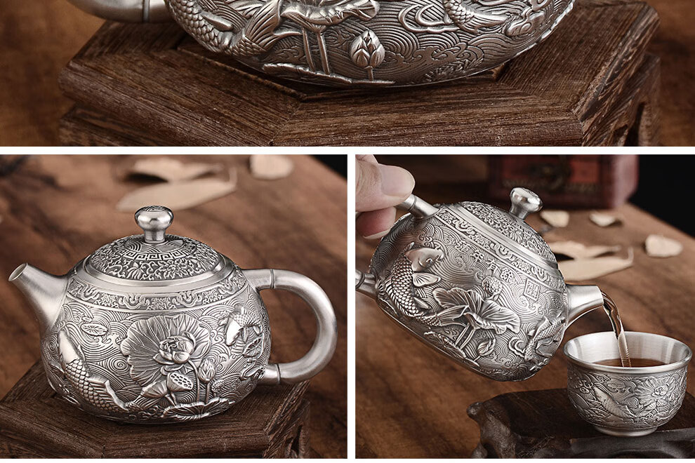 莉翠行(licuihang) 银茶壶银壶茶具s999足银茶壶家用功夫茶刻字银器