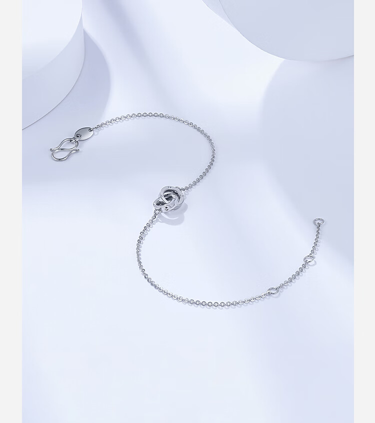 周六福珠宝 pt950铂金手链女款 双环手链 白金手链 b078408约1.