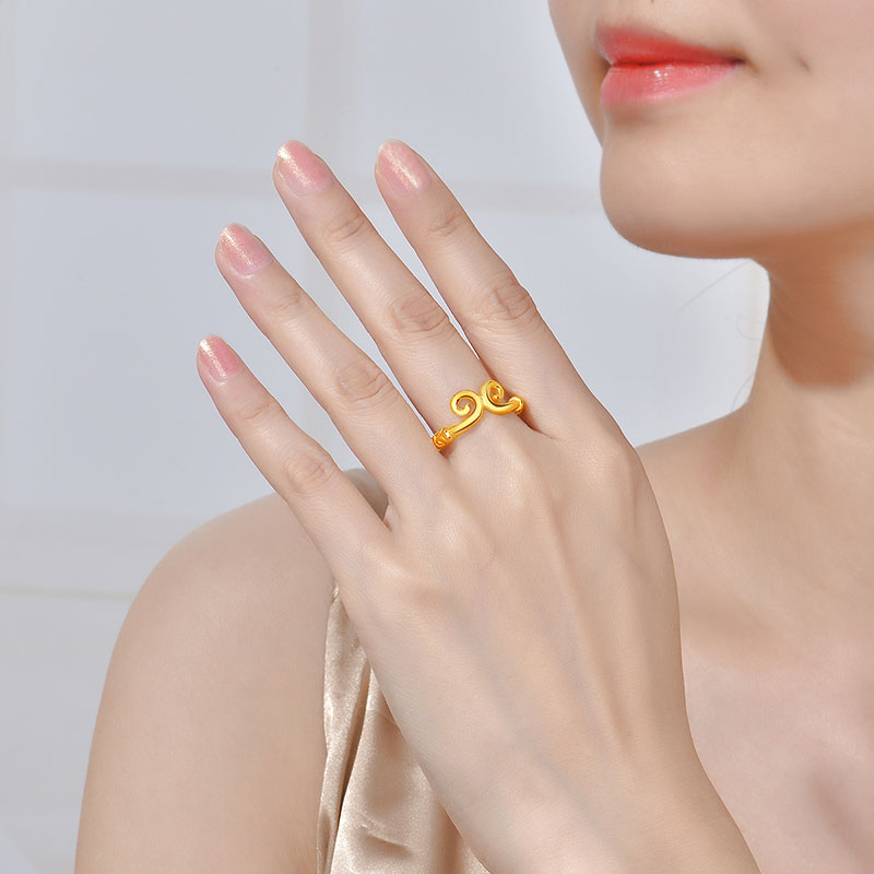 黄金戒指足金真金金箍棒开口紧箍咒 黄金戒指紧箍咒足金999金箍棒情侣