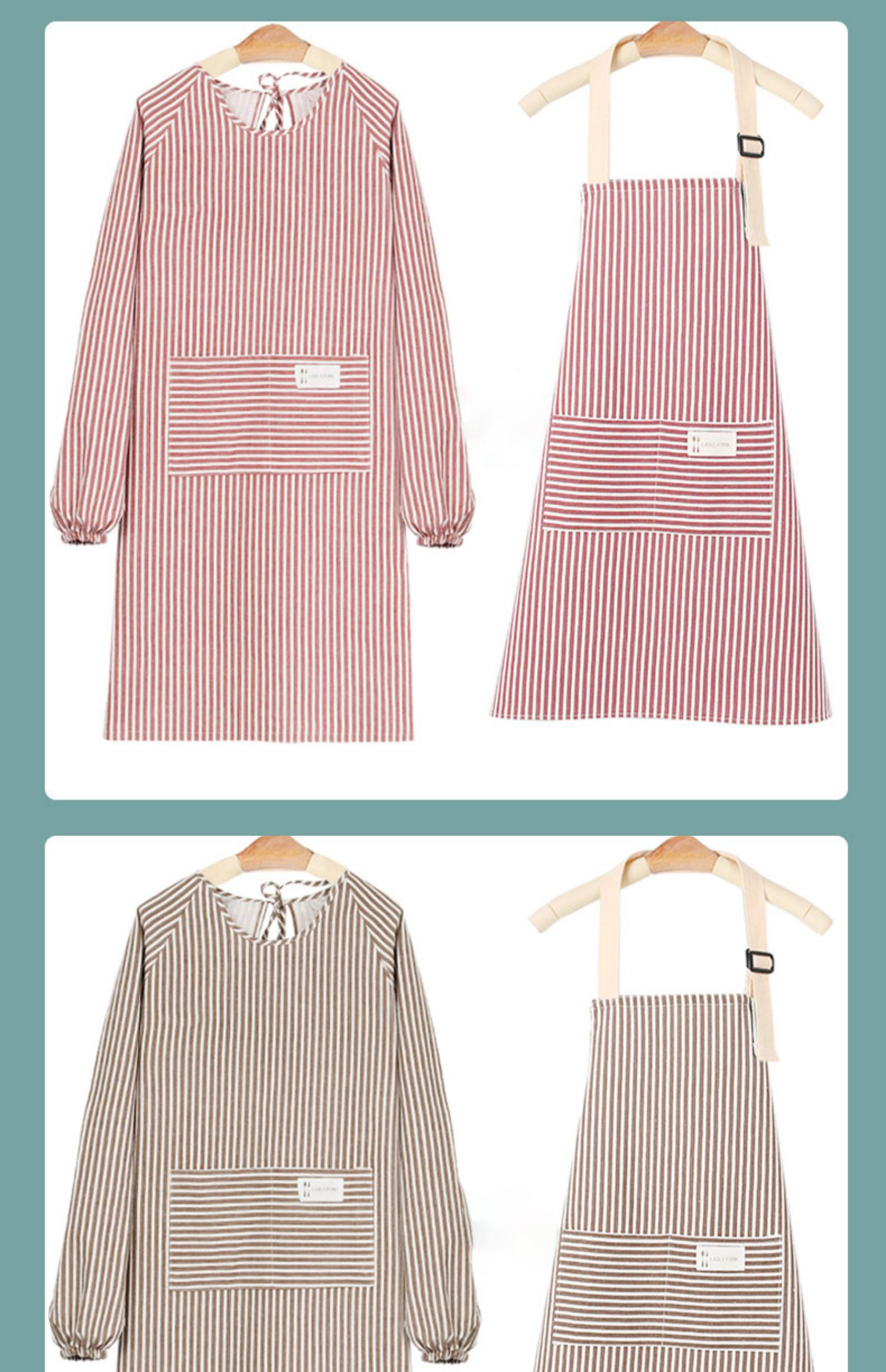 2件装长袖围裙女家用工作服韩版2022新款网红棉麻围腰厨房罩衣大人mm1