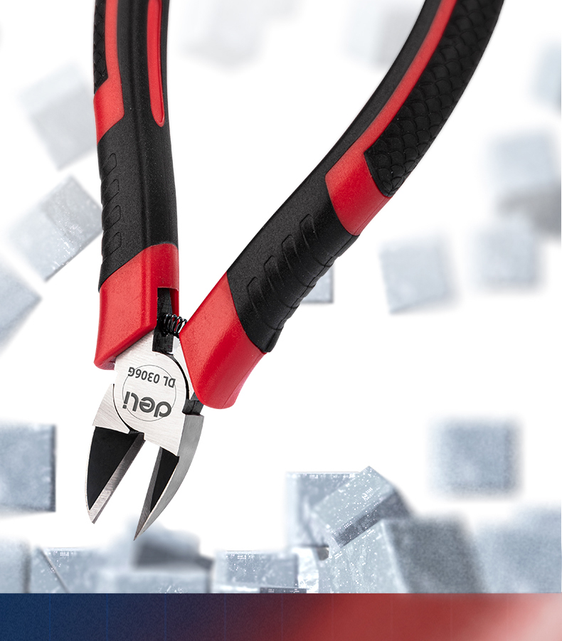 得力deli包胶款防滑水口钳水口剪电子剪塑料钳斜口钳6英寸铬钒钢专业