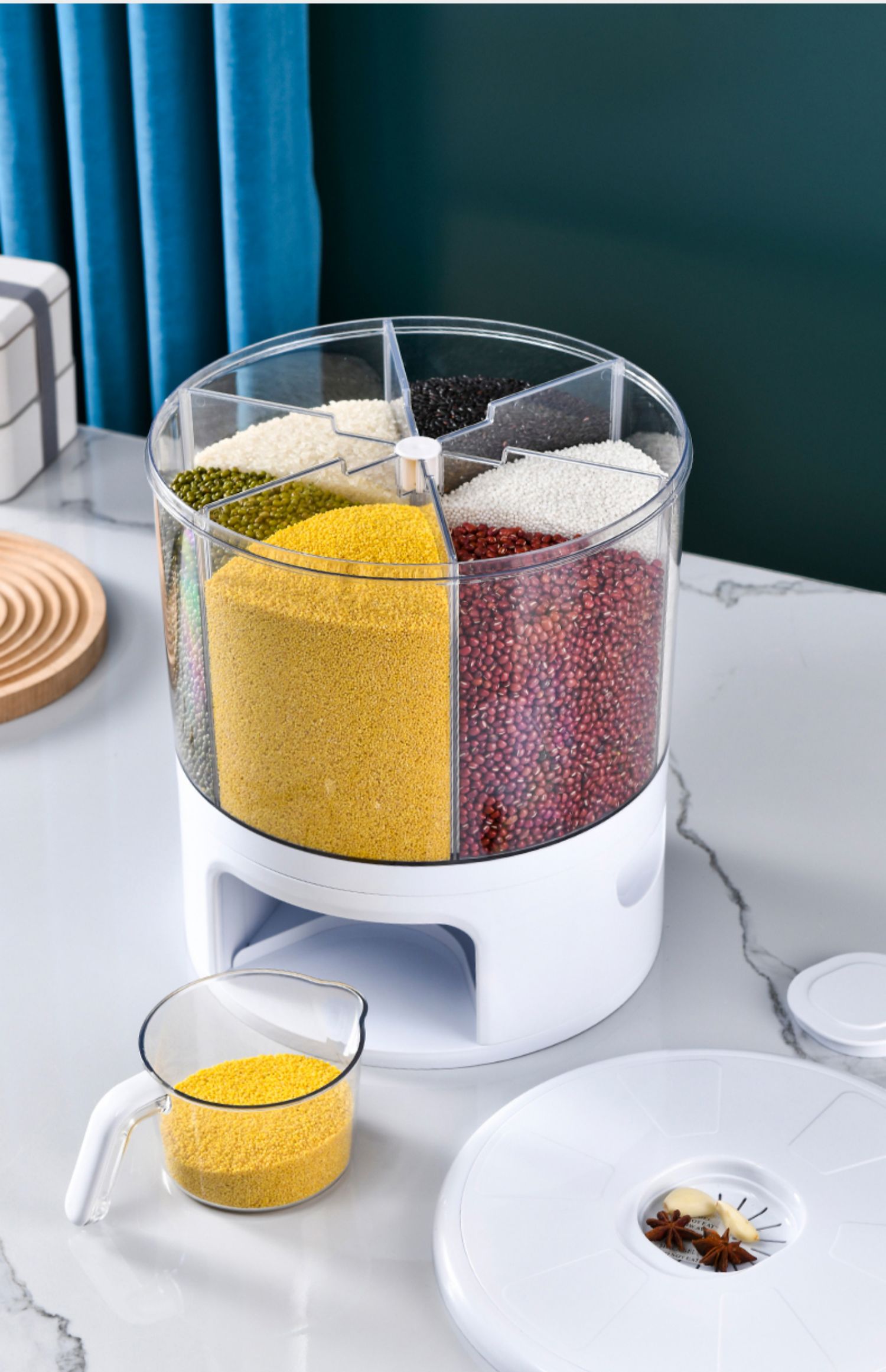 【京选新物】高品质家用装米桶分格旋转五谷杂粮分类储米箱防虫防潮