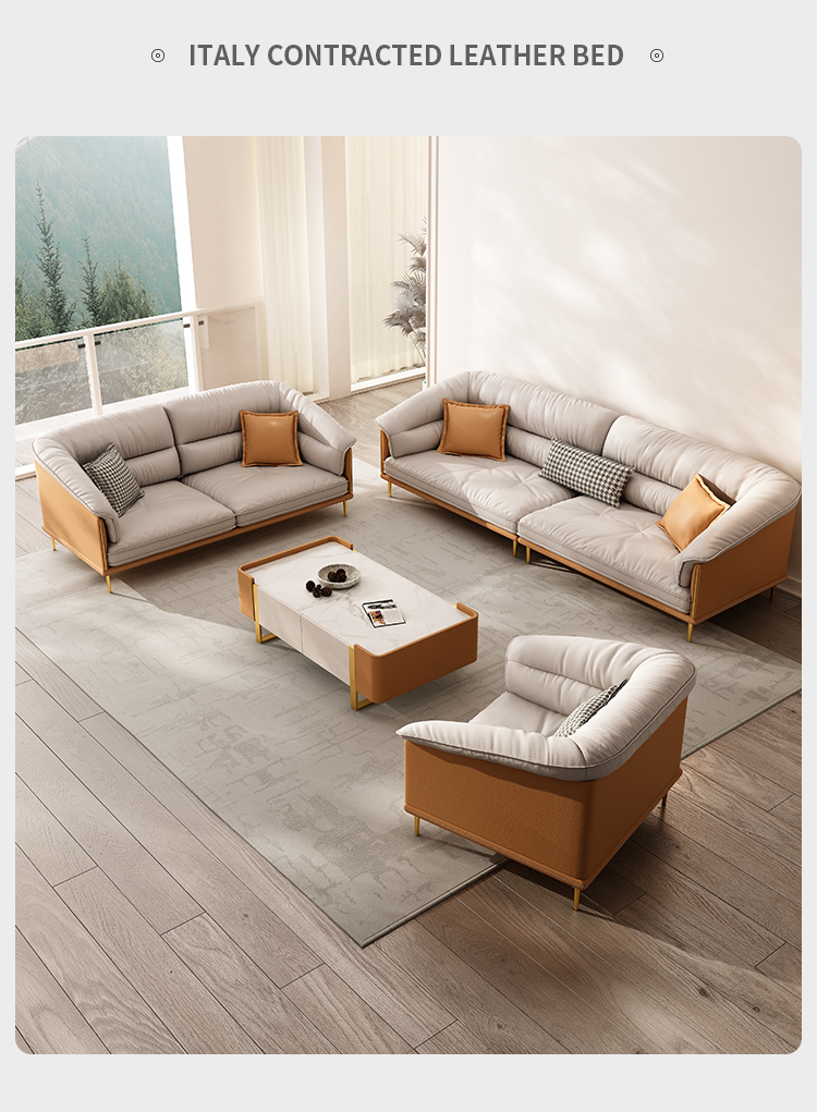 免费寄样尚百万沙发真皮沙发全实木框架沙发现代轻奢沙发客厅家具组合