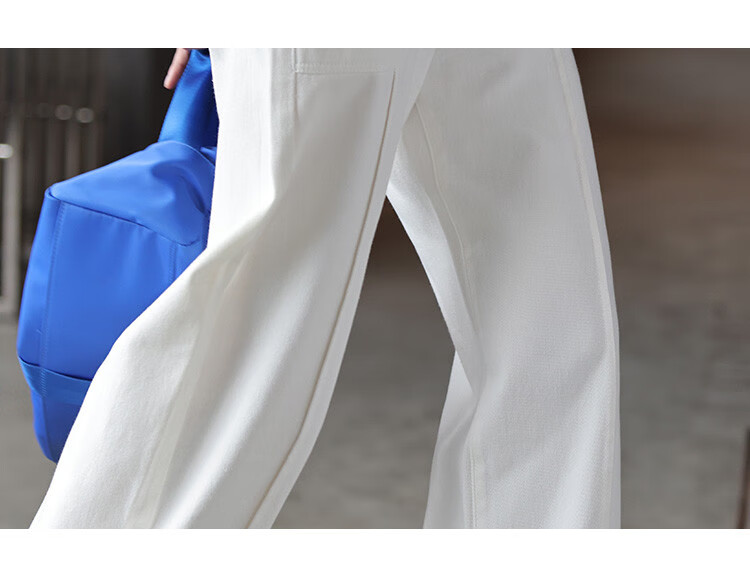 Dme Old Money Style Wide-Leg Spring Casual High-Waisted Slimming Straight-Leg Jeans for Women, Off-White, Size L 20