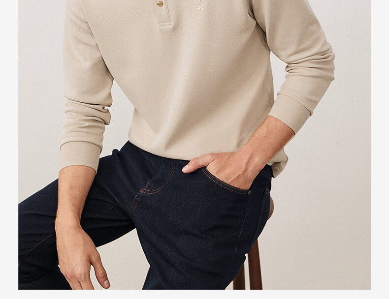 Navigare Men's Long-Sleeve Polo Shirt with Collar, Combed Long-Staple Cotton, Skin-Friendly Casual POLO Shirt 1335024503 2XL 24