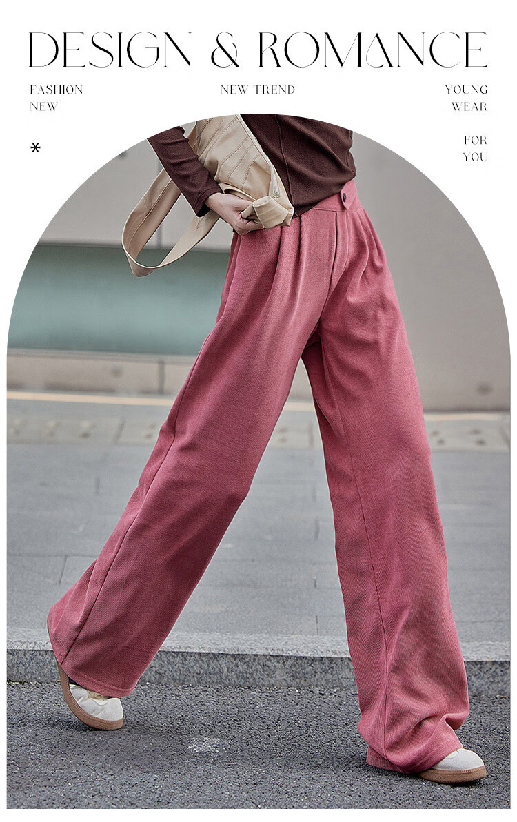 Dme Hollow Design Side Zipper One-Button Sensual Straight-Leg Casual Pants for Women, Bean Paste Pink, L 2