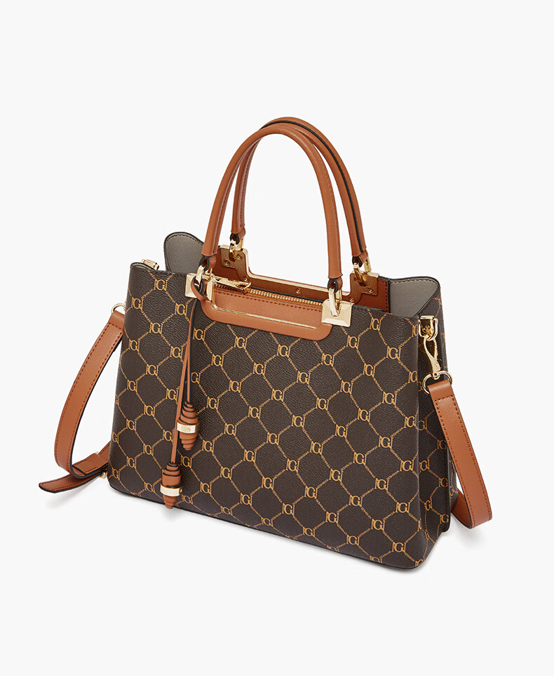 Geshiman Fashion Versatile Classic Pattern Middle-aged Mom Shoulder Bag Crossbody Bag Birthday Gift 7268 Coffee Color 11