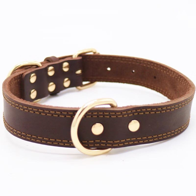 牛皮狗项圈狗圈颈圈中型犬大型犬拉布拉多狗脖套定制激光刻字宠物身份