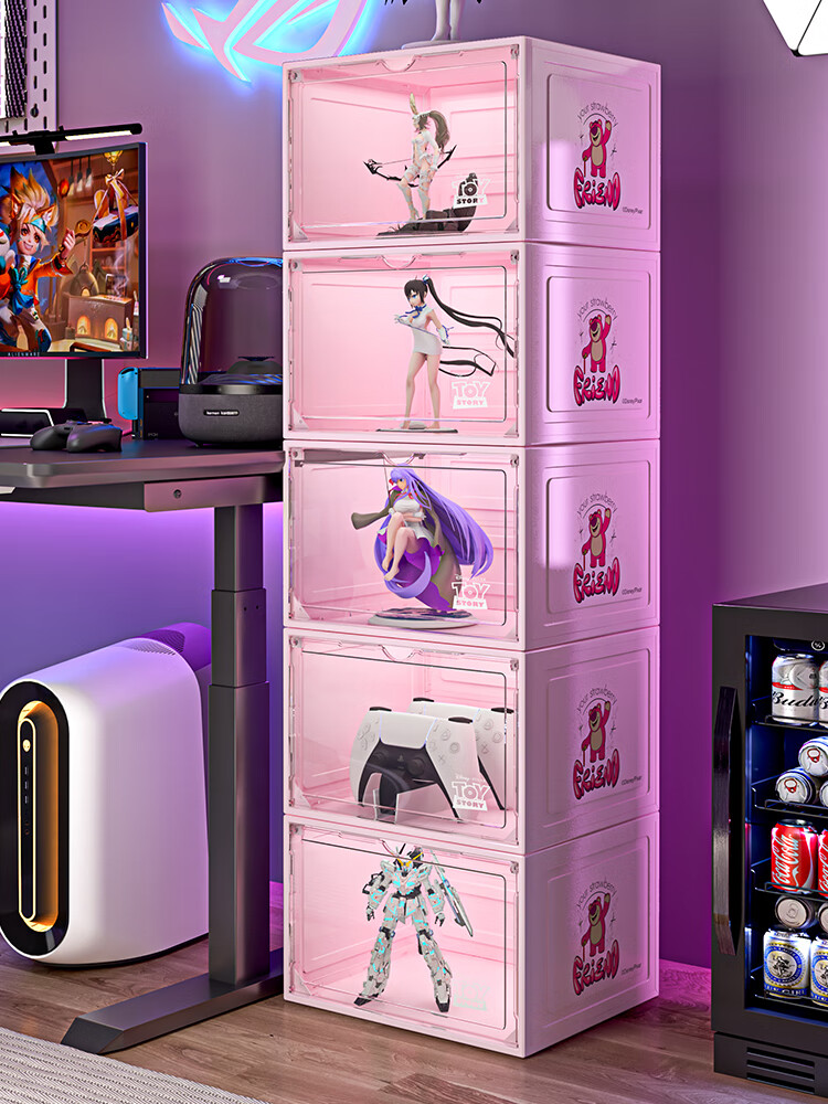 Disney Transparent Shoe Box Dustproof Moisture-Proof Shoe Cabinet Front-Opening Storage Box Pink 1 Piece 1