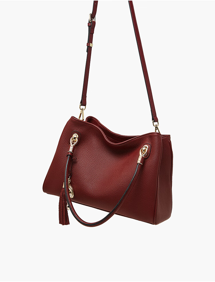 Geshiman Women's Commuter Large Capacity Luxury Genuine First Layer Cowhide Mom Tote Bag Birthday Gift 7280 Dark Red 5