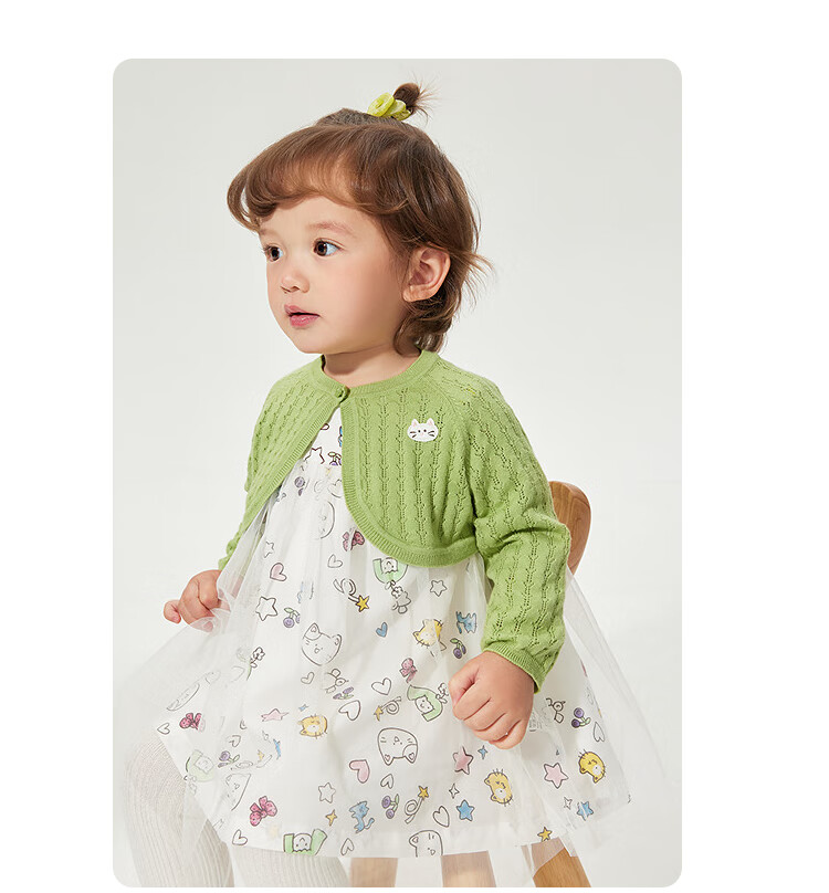 Balabala Kids Baby Girls Outfit Infant Dress Knitwear Two-Piece Set Artistic Sweet Lively Cute 10